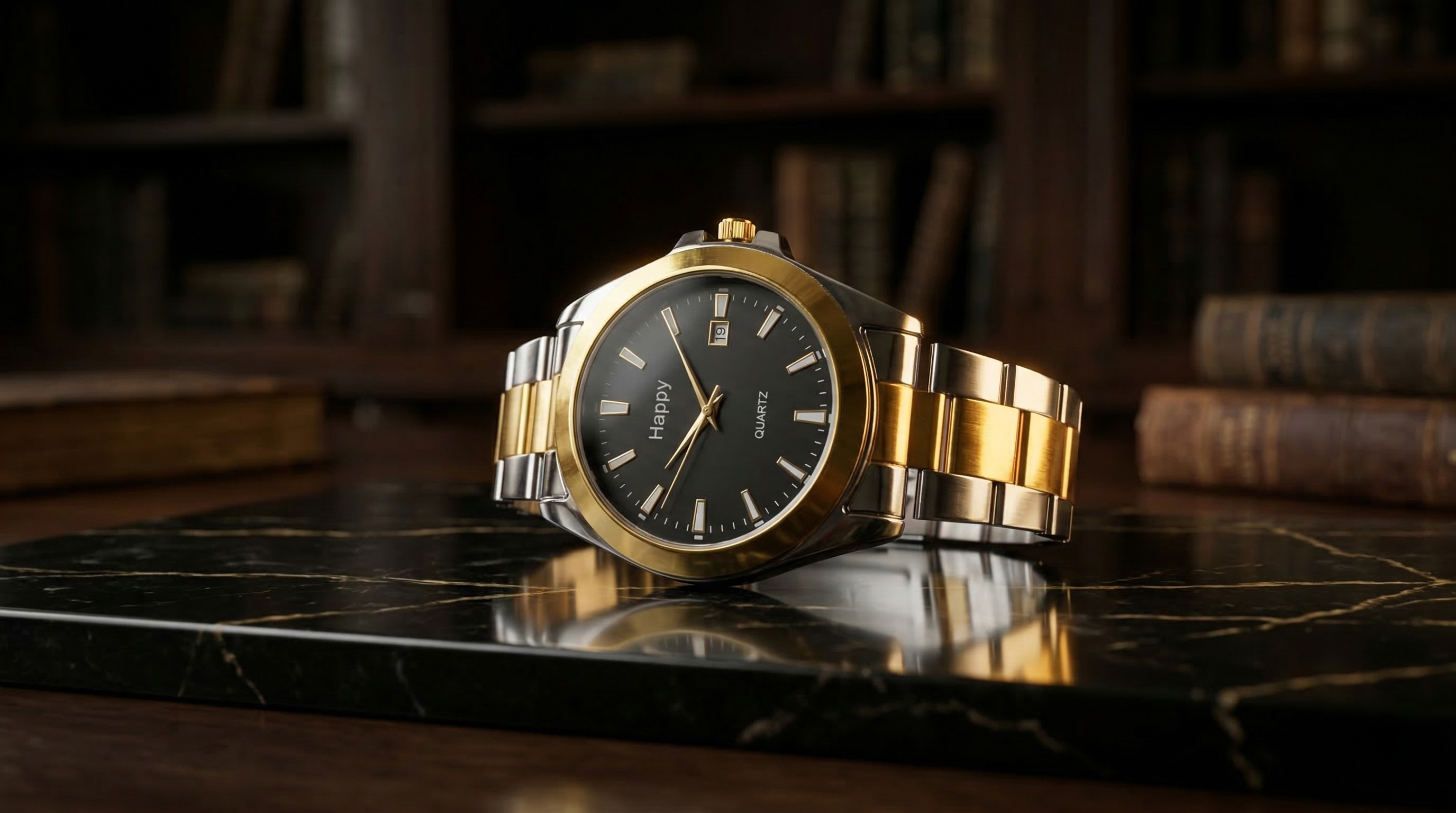 VENDO Legacy Noir & Or – Montre minimaliste bicolore